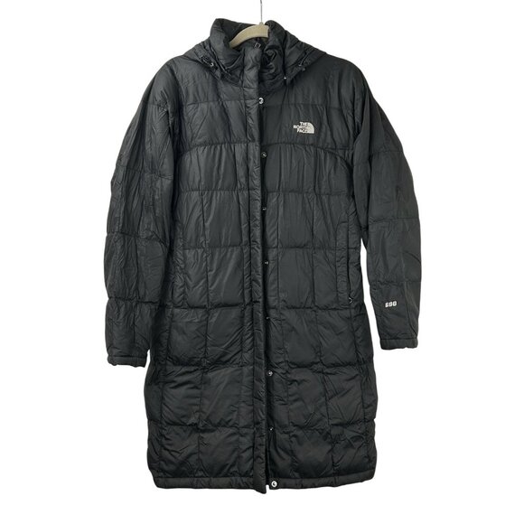The North Face Womens M Black 600 Goose Down Long Coat Jacket Quilted Puffer - Picture 1 of 16